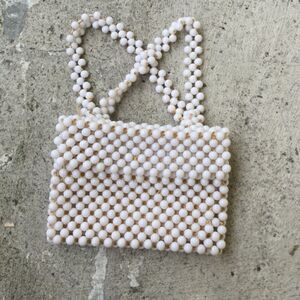 Vintage white beaded bag